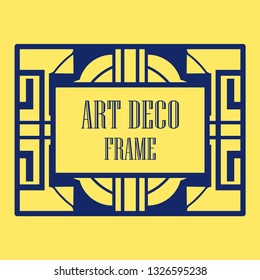 Art deco ornamental border frame. Template for vintage design. Vector illustration