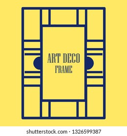 Art deco ornamental border frame. Template for vintage design. Vector illustration