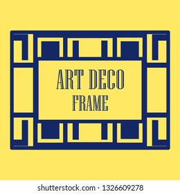 Art deco ornamental border frame. Template for vintage design. Vector illustration