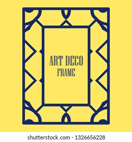 Art deco ornamental border frame. Template for vintage design. Vector illustration