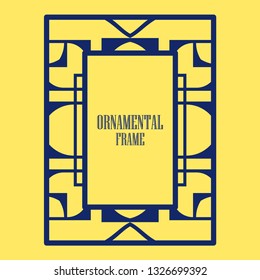 Art deco ornamental border frame. Template for vintage design. Vector illustration