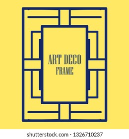 Art deco ornamental border frame. Template for vintage design. Vector illustration