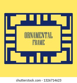 Art deco ornamental border frame. Template for vintage design. Vector illustration
