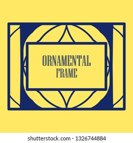 Art deco ornamental border frame. Template for vintage design. Vector illustration