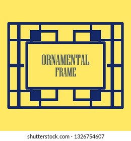Art deco ornamental border frame. Template for vintage design. Vector illustration