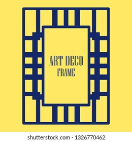 Art deco ornamental border frame. Template for vintage design. Vector illustration