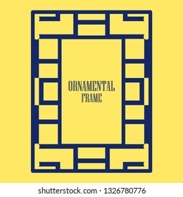 Art deco ornamental border frame. Template for vintage design. Vector illustration