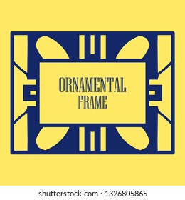 Art deco ornamental border frame. Template for vintage design. Vector illustration