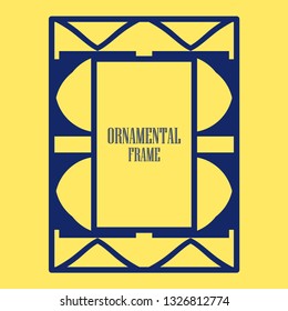 Art deco ornamental border frame. Template for vintage design. Vector illustration