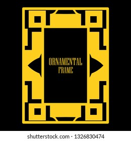 Art deco ornamental border frame. Template for vintage design. Vector illustration
