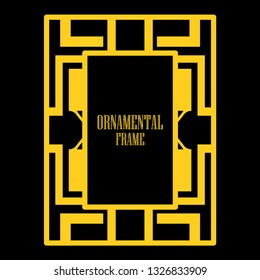 Art deco ornamental border frame. Template for vintage design. Vector illustration