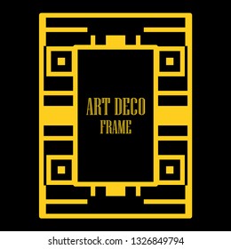 Art deco ornamental border frame. Template for vintage design. Vector illustration