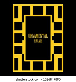 Art deco ornamental border frame. Template for vintage design. Vector illustration