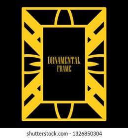 Art deco ornamental border frame. Template for vintage design. Vector illustration