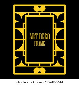 Art deco ornamental border frame. Template for vintage design. Vector illustration