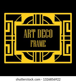 Art deco ornamental border frame. Template for vintage design. Vector illustration