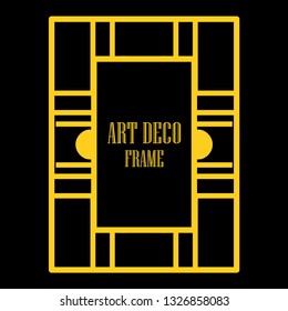 Art deco ornamental border frame. Template for vintage design. Vector illustration