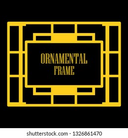 Art deco ornamental border frame. Template for vintage design. Vector illustration