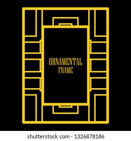 Art deco ornamental border frame. Template for vintage design. Vector illustration