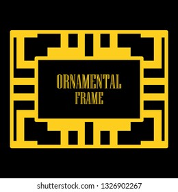 Art deco ornamental border frame. Template for vintage design. Vector illustration