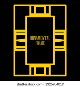 Art deco ornamental border frame. Template for vintage design. Vector illustration