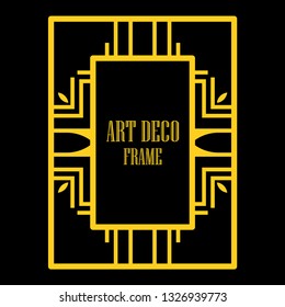 Art deco ornamental border frame. Template for vintage design. Vector illustration