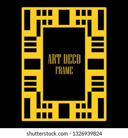 Art deco ornamental border frame. Template for vintage design. Vector illustration