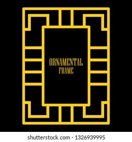 Art deco ornamental border frame. Template for vintage design. Vector illustration