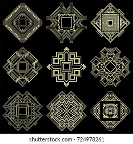 Art deco ornamental elements set. Template for design. Vector illustration eps10