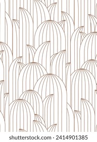 Art deco oval leafy geometrical seamless pattern drawing in light palette.