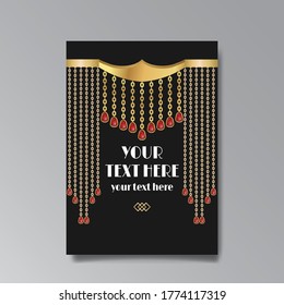 Plantilla de página Art Deco, cadenas retro con elegancia y para web e impresión, patrón retro con líneas doradas fabulosas. Diseño moderno para menú o volante, diseño de lujo estilo años 20 flayer