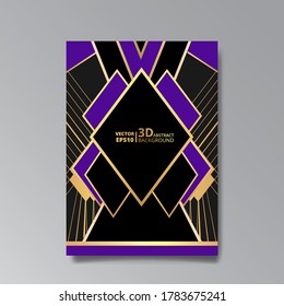 Art Deco page template, retro  style for web and print, city and the lights pattern with golden lines. Modern design for menu or flyer, luxury gentle 