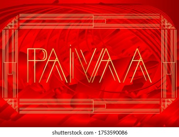 Art Deco Paivaa (Finnish) (Hello in Finland) text. Decorative greeting card, sign with vintage letters.
