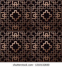 Art Deco panels. Seamless pattern luxury style. Packaging or menu design. Vector. Copper tiles.