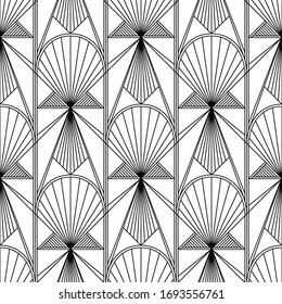 Art Deco pattern. Black and white background