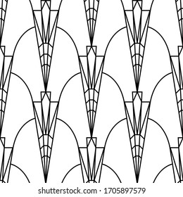 Art Deco pattern. Black and white background