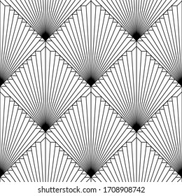 Art Deco pattern. Black and white background