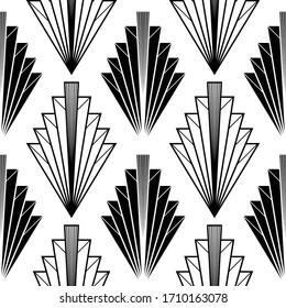 Art Deco pattern. Black and white background