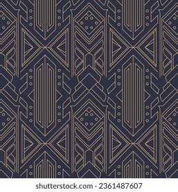 Art-Deco-Design. abstrakter geometrischer goldener Hintergrund. Art deco Hochzeit, geometrische Muster, geometrische Ornamente, Linearstil. luxuriöse Einrichtung. nahtlose Muster. Vektorgrafik.