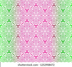 Art Deco Pattern Of Geometric Elements. Seamless Pattern. Vector Illustration. Design For Printing, Presentation, Textile Industry. Glowing Color
