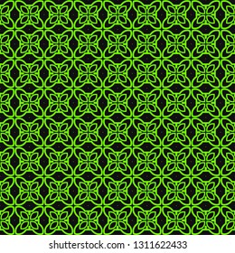 Art Deco Pattern Of Geometric Elements. Seamless Pattern. Vector Illustration. Design For Printing, Presentation, Textile Industry. green black color.