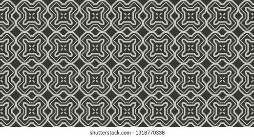 Art Deco Pattern Of Geometric Elements. Seamless Pattern. Vector Illustration. Design For Printing, Presentation, Textile Industry. Grey charcoal color.