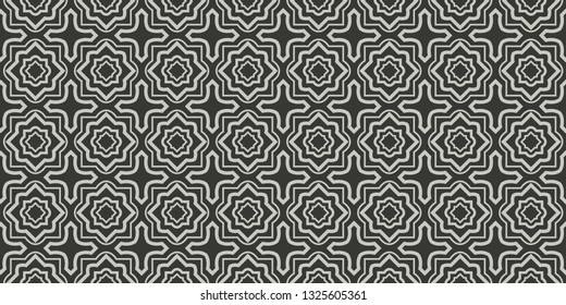 Art Deco Pattern Of Geometric Elements. Seamless Pattern. Vector Illustration. Design For Printing, Presentation, Textile Industry. Grey charcoal color.