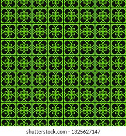 Art Deco Pattern Of Geometric Elements. Seamless Pattern. Vector Illustration. Design For Printing, Presentation, Textile Industry. green black color.