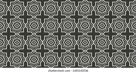 Art Deco Pattern Of Geometric Elements. Seamless Pattern. Vector Illustration. Design For Printing, Presentation, Textile Industry. Grey charcoal color.