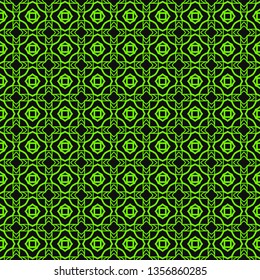 Art Deco Pattern Of Geometric Elements. Seamless Pattern. Vector Illustration. Design For Printing, Presentation, Textile Industry. green black color.