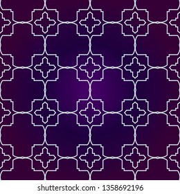 Art Deco Pattern Of Geometric Elements. Seamless Pattern. Vector Illustration. Design For Printing, Presentation, Textile Industry. Purple white color.
