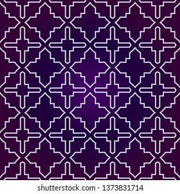 Art Deco Pattern Of Geometric Elements. Seamless Pattern. Vector Illustration. Design For Printing, Presentation, Textile Industry. Purple white color.