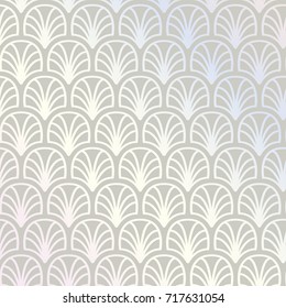Art Deco Pattern. Geometric Floral decorative texture. Vector Leaves stylish background. Abstract sea shell illustration.