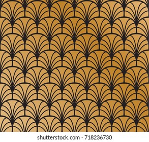 Art Deco Pattern. Geometric Floral decorative texture. Vector Leaves stylish background. Abstract sea shell illustration.

